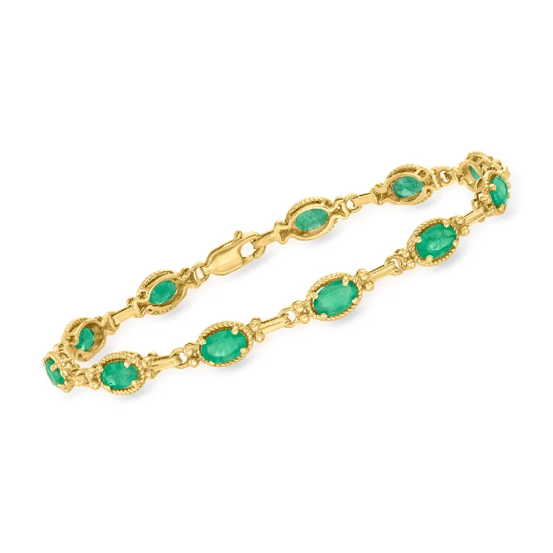 trendy bangle bracelets -trendy bangle bracelets -Ross-Simons Emerald Roped-Edge Bracelet in 14kt Yellow Gold