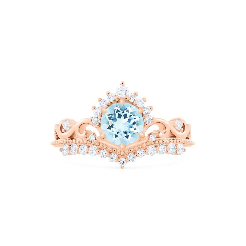 large solitaire engagement rings -large solitaire engagement rings -[Theia] Heirloom Crown Engagement Ring in Aquamarine