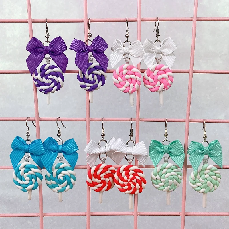 sterling silver earrings -sterling silver earrings -Lollipop Earrings (5 Colors)