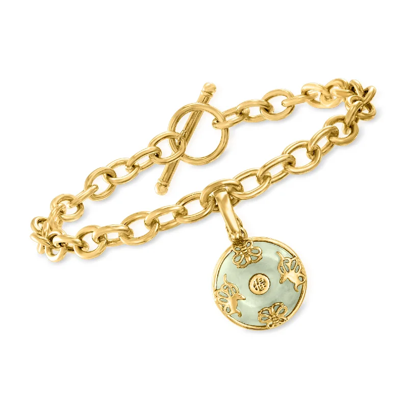 elegant gold bangles for women -elegant gold bangles for women -Ross-Simons Jade "Good Fortune" Butterfly Charm Bracelet in 18kt Gold Over Sterling