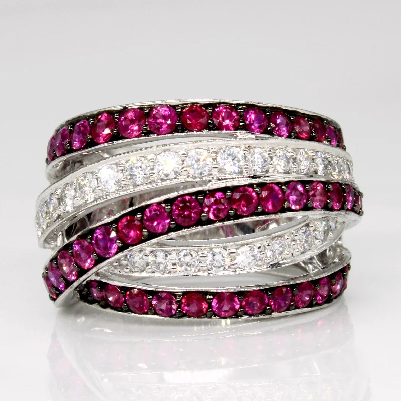 matching couple rings -matching couple rings -Ruby & Diamond Overlapping Ring | 1.65ctw, 0.70ctw | SZ 6.25 |