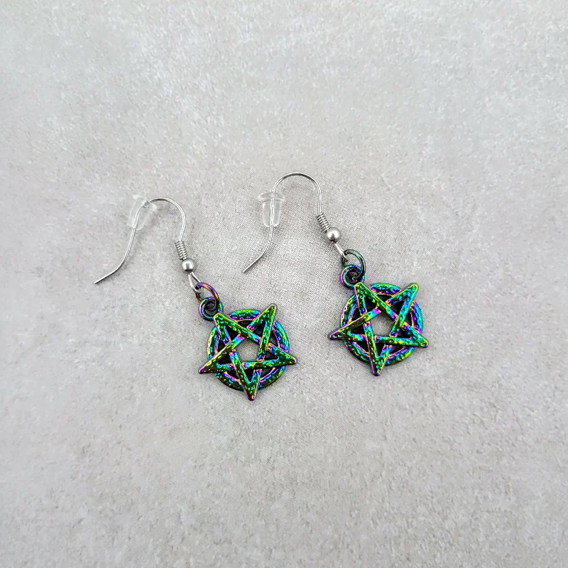 stylish earrings for women -stylish earrings for women -Rainbow Pentacle Earrings