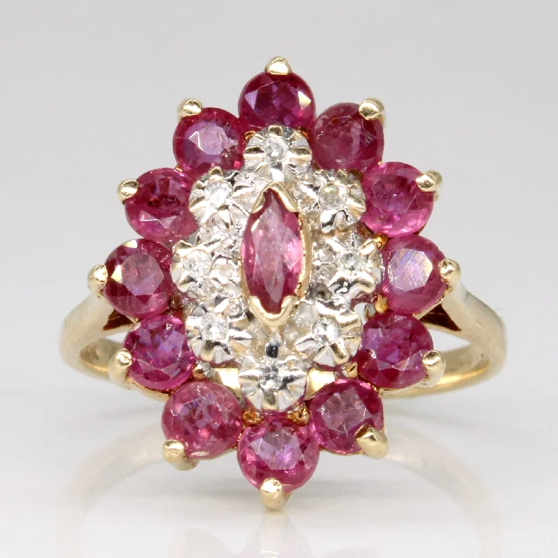 women’s rings with diamonds -women’s rings with diamonds -Ruby & Diamond Cocktail Ring | 1.60ctw, 0.04ctw | SZ 6.75 |