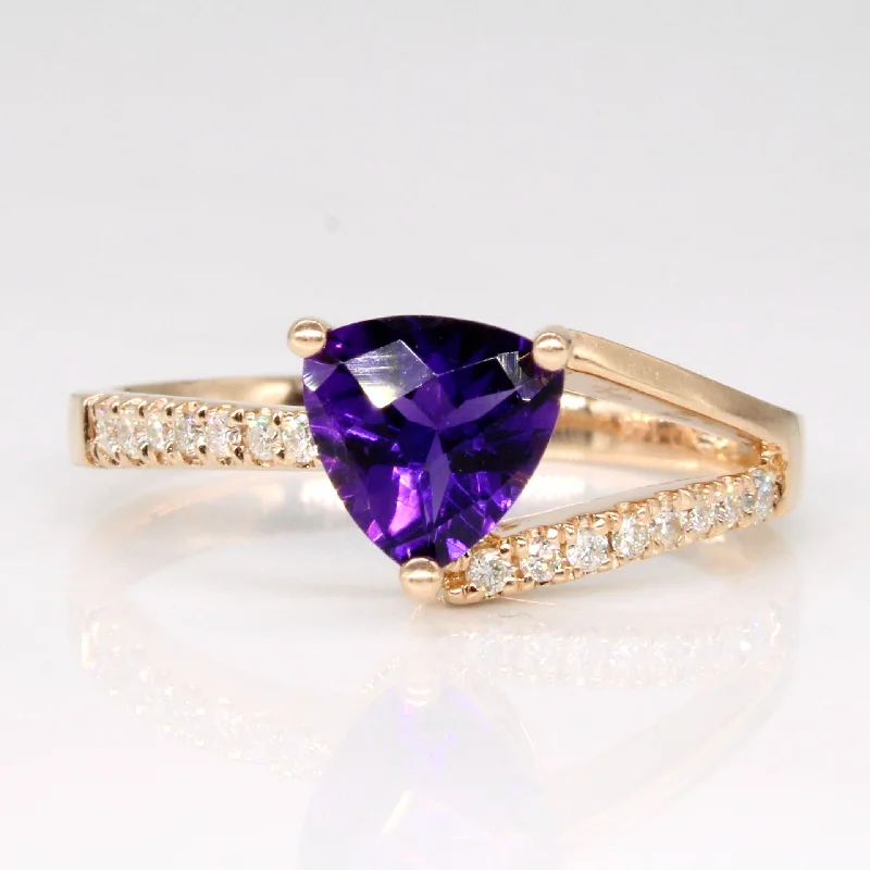 cocktail rings for women -cocktail rings for women -Amethyst & Diamond Cocktail Ring | 1.10ct, 0.14ctw | SZ 8.5 |