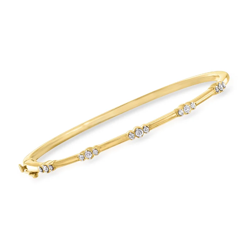 modern women’s bangles -modern women’s bangles -Ross-Simons Diamond Trio Station Bangle Bracelet in 18kt Gold Over Sterling