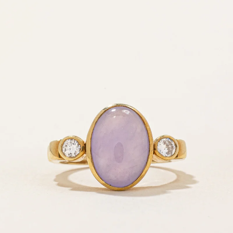 classic rings for women -classic rings for women -Lavender Jade & Diamond Cocktail Ring | 3.70ct, 0.20ctw | SZ 5 |