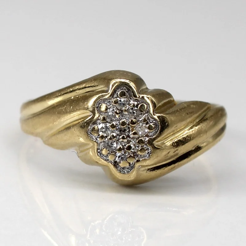 silver stackable rings -silver stackable rings -Cluster Diamond Textured Gold Ring | 0.09ctw | SZ 6.5 |