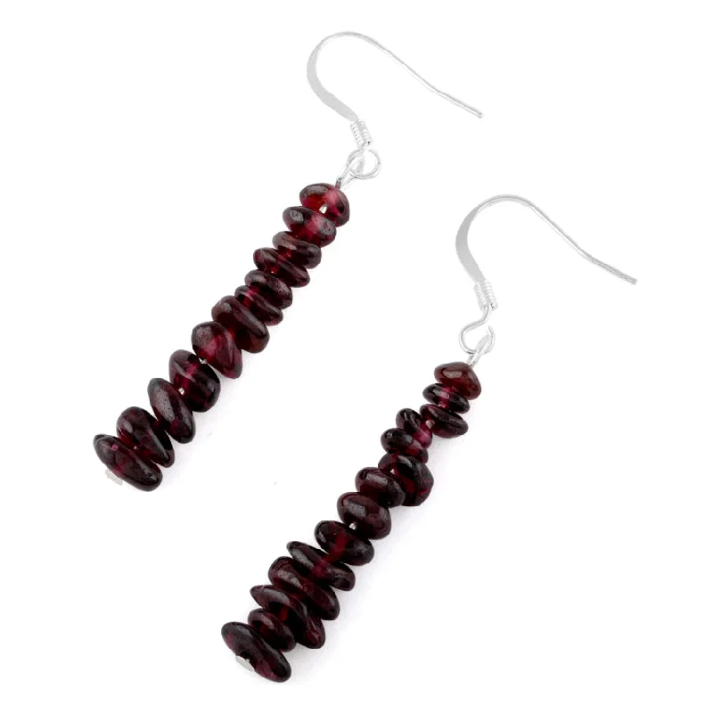 trendy earrings for parties -trendy earrings for parties -Garnet Chips Dangle Earrings