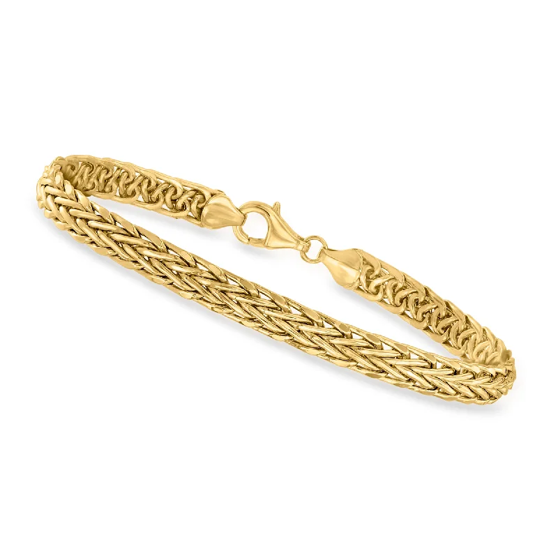 affordable bangle bracelets -affordable bangle bracelets -Canaria 5mm 10kt Yellow Gold Flat Wheat-Link Bracelet