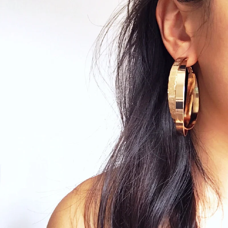 affordable earrings for women -affordable earrings for women -GOLD CHUNKY DOUBLE HOOP EARRINGS