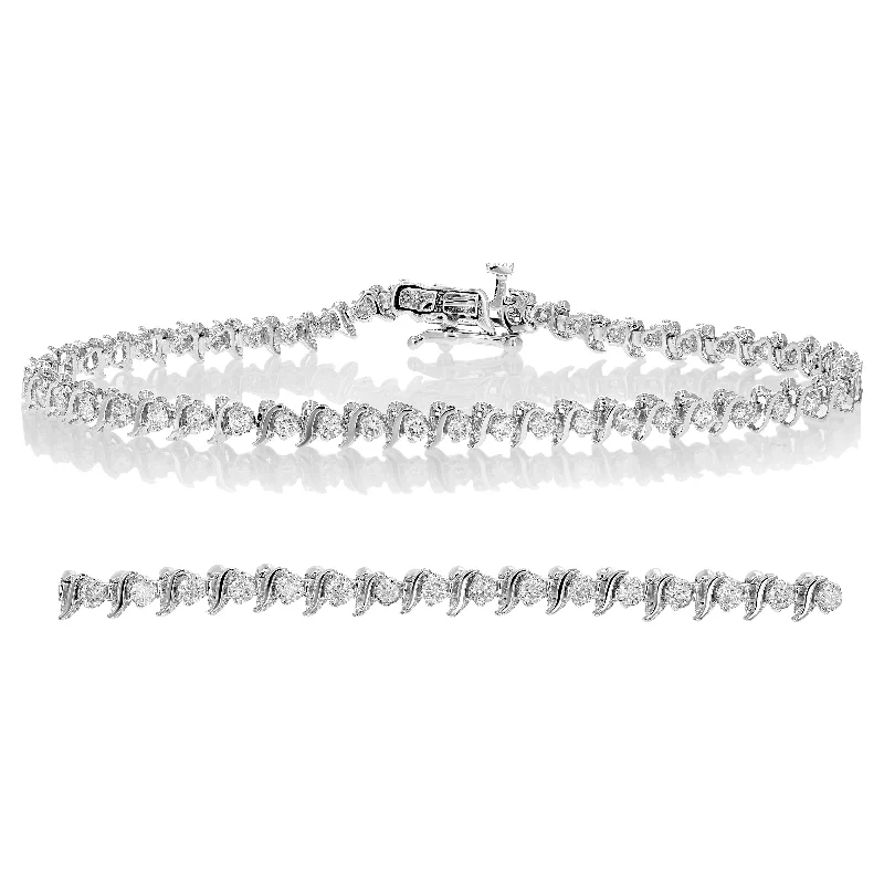 statement bangles for women -statement bangles for women -1.50 cttw SI2-I1 IGI Certified Diamond Bracelet 14K White Gold S-Link 7 Inch