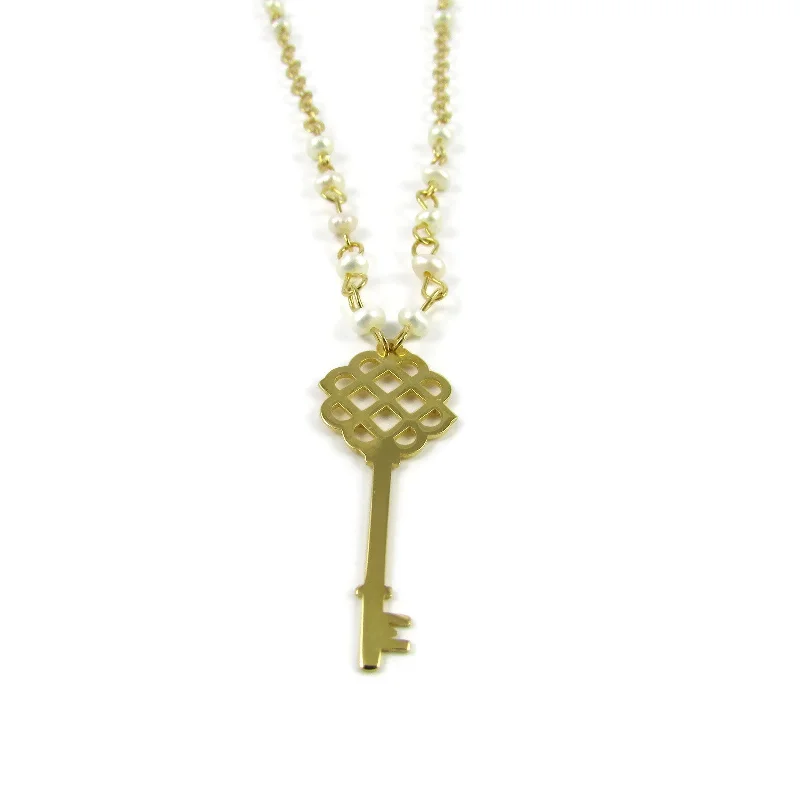 contemporary necklaces for women -contemporary necklaces for women -Key Gold Necklace