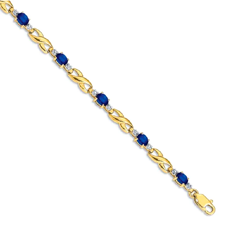 trendy bracelets for women -trendy bracelets for women -10K Gold Diamond & Oval Sapphire Bracelet