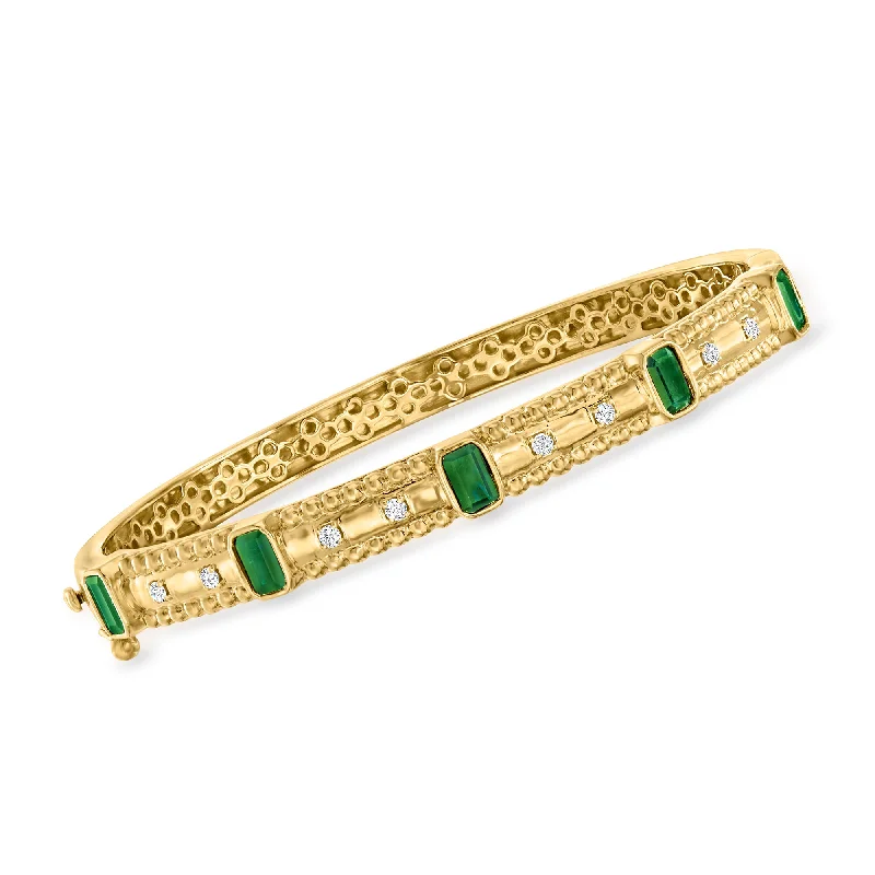 rose gold bangles for women -rose gold bangles for women -Ross-Simons Emerald and . Diamond Bangle Bracelet in 18kt Gold Over Sterling