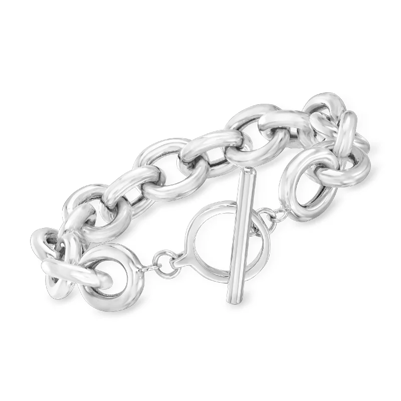 designer bracelets for women -designer bracelets for women -Ross-Simons Sterling Silver Large Oval-Link Bracelet