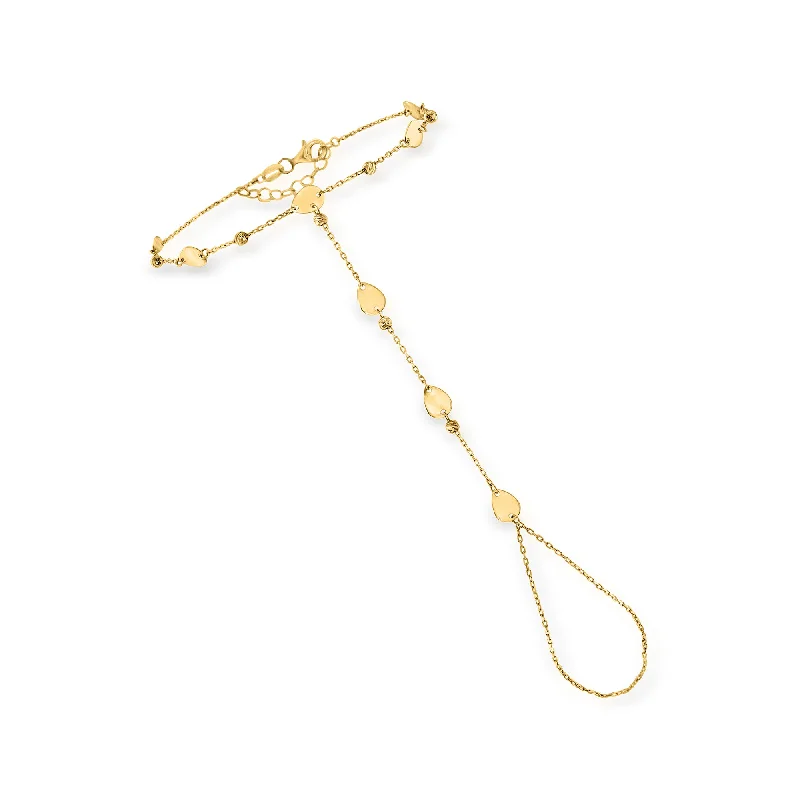 colorful bangles for women -colorful bangles for women -Ross-Simons 14kt Yellow Gold Disc Station Hand Chain Bracelet