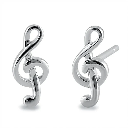 affordable earrings for women -affordable earrings for women -Sterling Silver Treble Clef Music Note Earrings