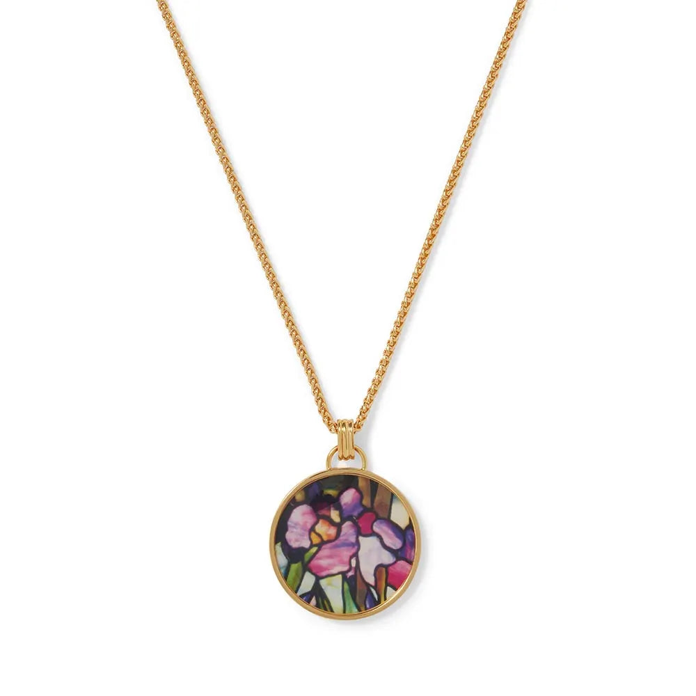 heart-shaped necklaces for women -heart-shaped necklaces for women -Tiffany Magnolias and Irises Enamel Pendant Necklace