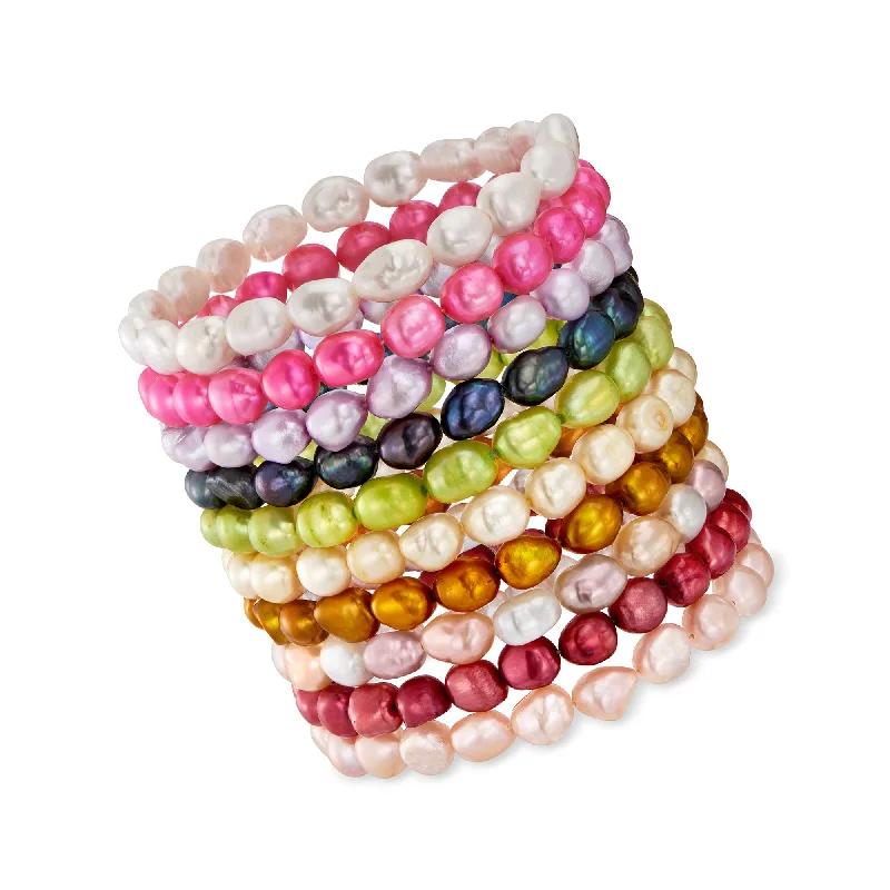 luxury gold bracelets -luxury gold bracelets -Ross-Simons 6-7mm Multicolored Cultured Pearl Jewelry Set: Ten Stretch Bracelets