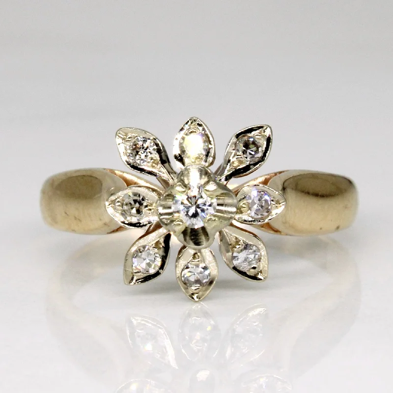 unique gold rings -unique gold rings -Diamond Flower Ring | 0.16ctw | SZ 4.5 |