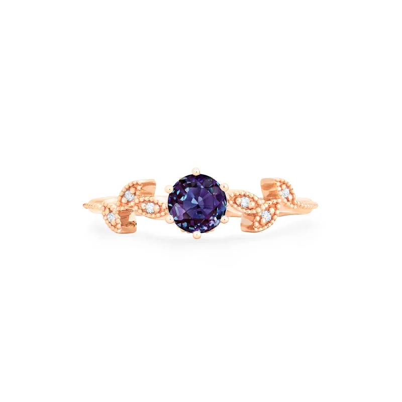 custom engagement rings for women -custom engagement rings for women -[Dahlia] Petite Floral Engagement Ring in Lab Alexandrite