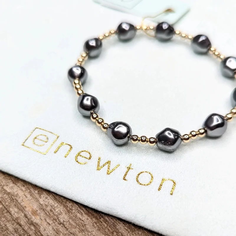 luxury diamond bangles -luxury diamond bangles -Enewton - Admire Gold 3mm Bead Bracelet - Pearl Dark Gray