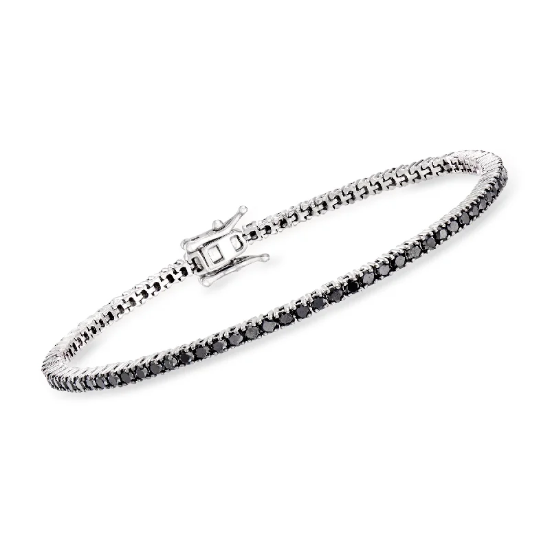 women’s bangle bracelets for parties -women’s bangle bracelets for parties -Ross-Simons Black Diamond Tennis Bracelet in Sterling Silver