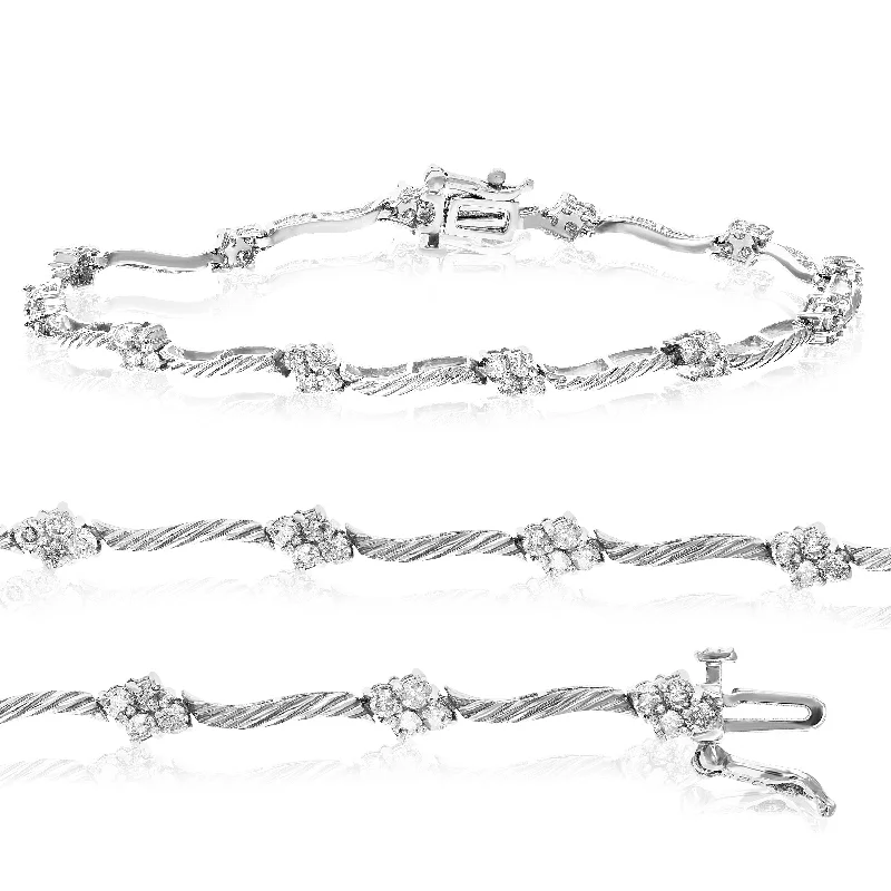 trendy bracelets for women -trendy bracelets for women -1.20 cttw Diamond Bracelet in Sterling Silver