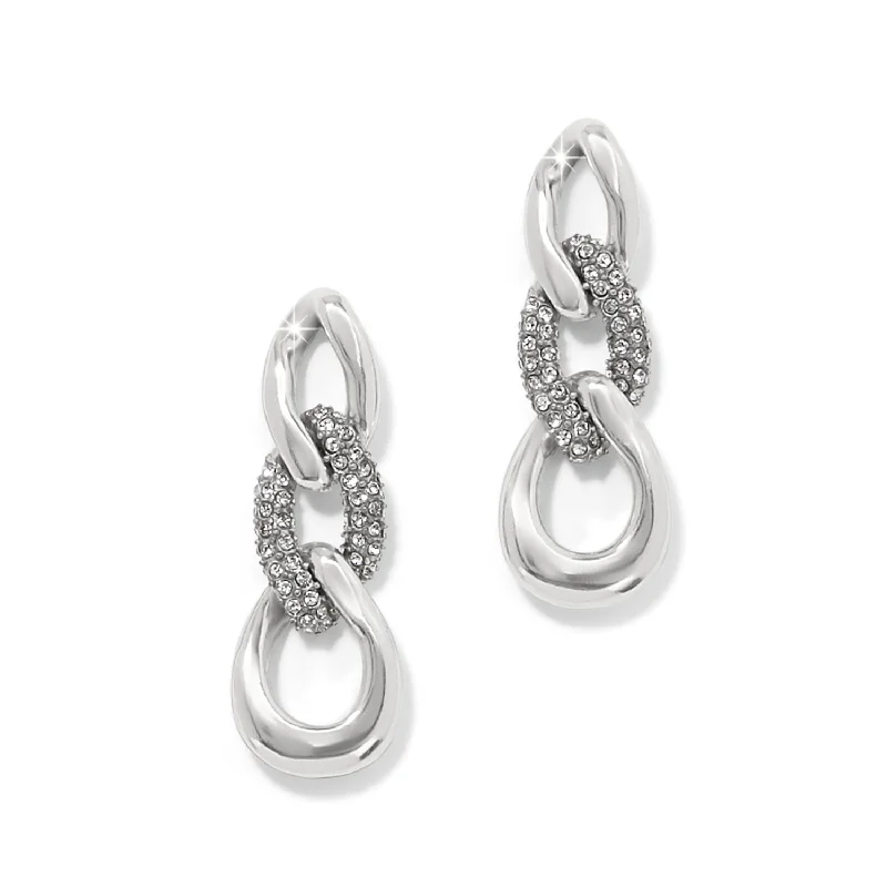 pearl earrings for women -pearl earrings for women -Cleo Pave Link Post Drop Earrings - JA0066