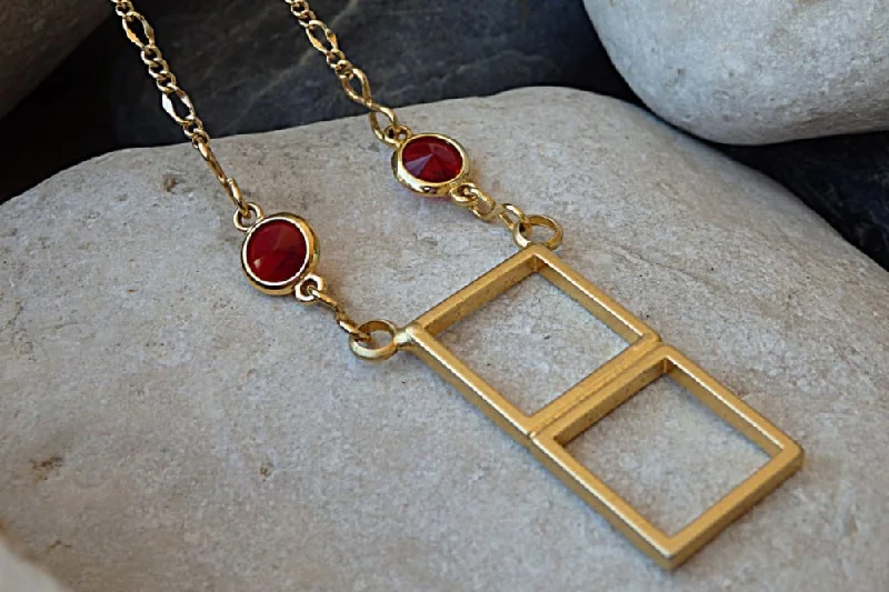 gemstone pendant necklaces for women -gemstone pendant necklaces for women -Gold geometric necklace