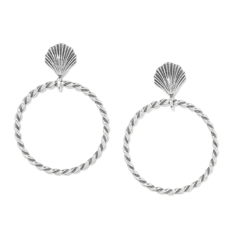 vintage hoop earrings for women -vintage hoop earrings for women -Silver Shells Hoop Earrings - JA9998