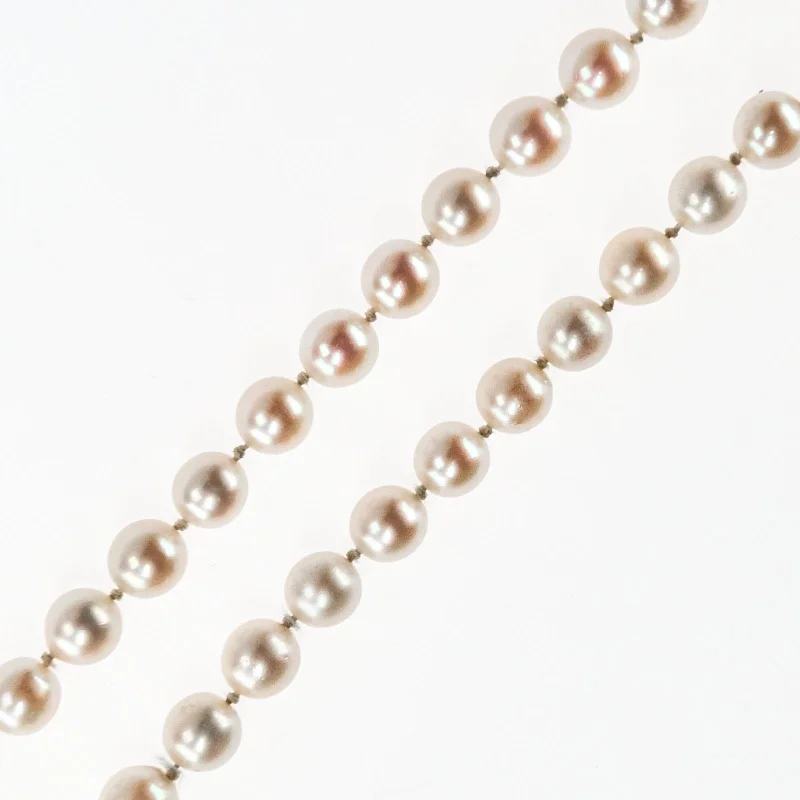 silver chain necklaces for women -silver chain necklaces for women -14K White Gold 6.0mm-6.9mm Round Freshwater Pearl Single Strand 16.5" Necklace