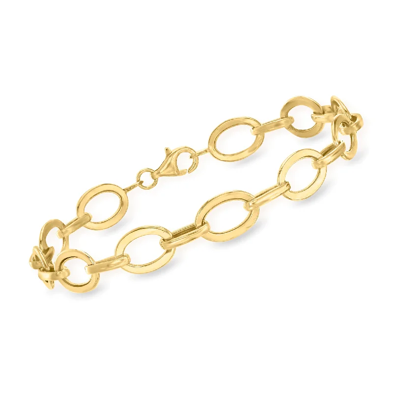 simple bangle bracelets for women -simple bangle bracelets for women -Ross-Simons 14kt Yellow Gold Flat Oval-Link Bracelet