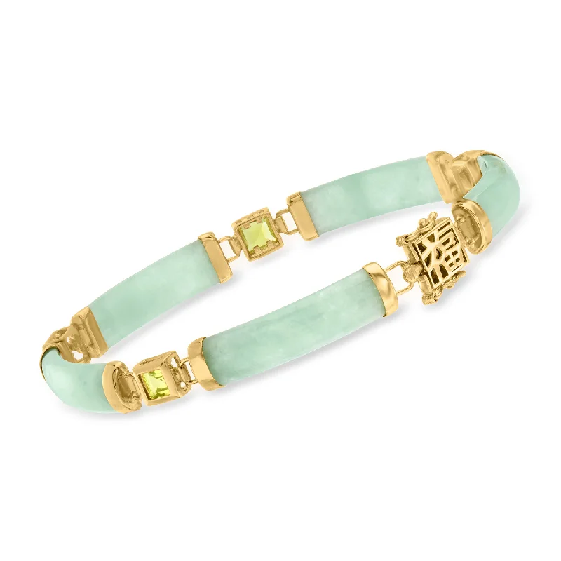 chunky bangles for women -chunky bangles for women -Ross-Simons Jade "Bless" Bracelet With Peridot in 18kt Gold Over Sterling