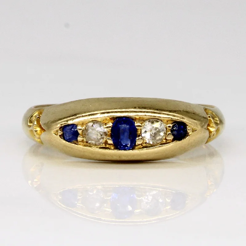 luxury bridal rings -luxury bridal rings -1901 Birmingham Antique Cut Sapphire & Diamond Ring in 18k | 0.18ctw, 0.10ctw | SZ 6.25 |