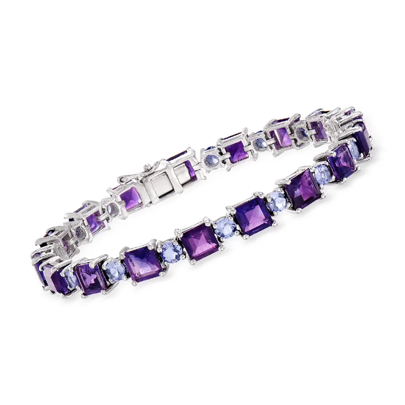 wedding bracelets for women -wedding bracelets for women -Ross-Simons Amethyst and Tanzanite Bracelet in Sterling Silver