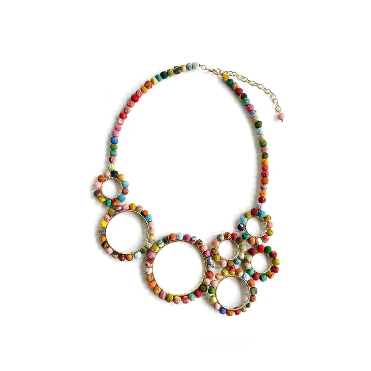 bohemian necklaces for women -bohemian necklaces for women -Kantha Spherical Necklace