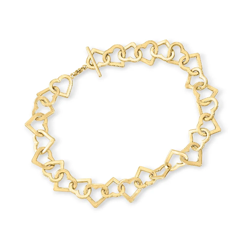 chic bangles for women -chic bangles for women -Ross-Simons 14kt Yellow Gold Heart-Link Bracelet