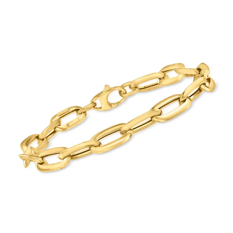 affordable bangle bracelets -affordable bangle bracelets -Ross-Simons Italian 14kt Yellow Gold Oval Paper Clip Link Bracelet