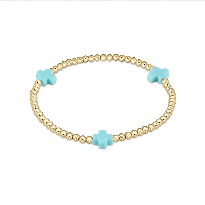 beautiful bangles for casual wear -beautiful bangles for casual wear -Enewton - egirl Signature Cross Gold Pattern 3mm Bead Bracelet - Mint