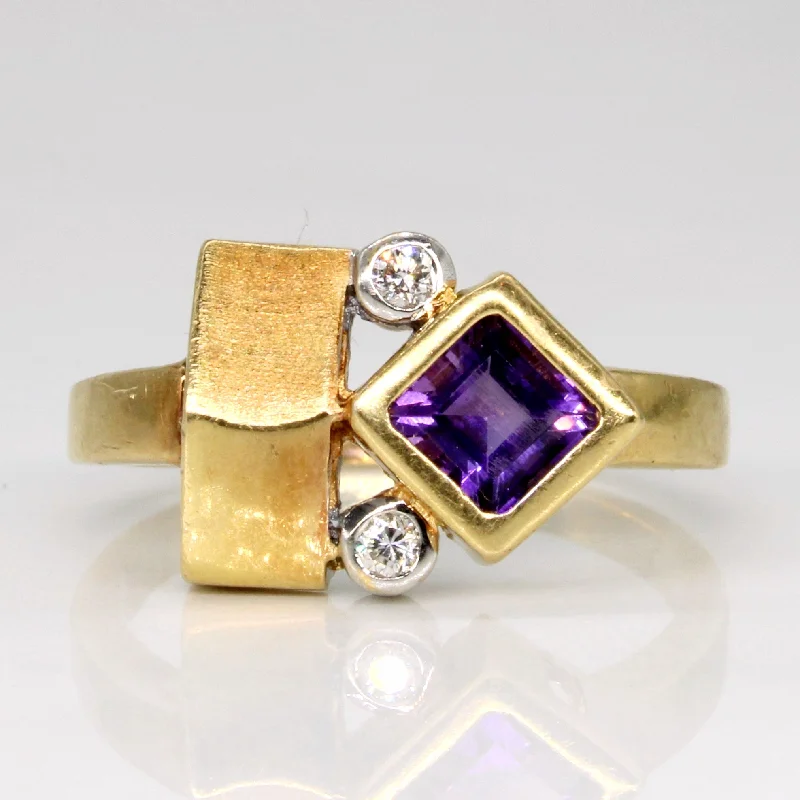 bridal ring sets -bridal ring sets -Amethyst & Diamond Cocktail Ring | 0.46ct, 0.06ctw | SZ 7 |