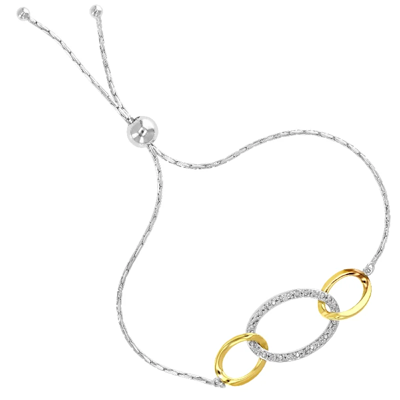 elegant bangles for women -elegant bangles for women -1/10 cttw Diamond Bolo Bracelet Yellow Gold Plated over Sterling Silver Circles