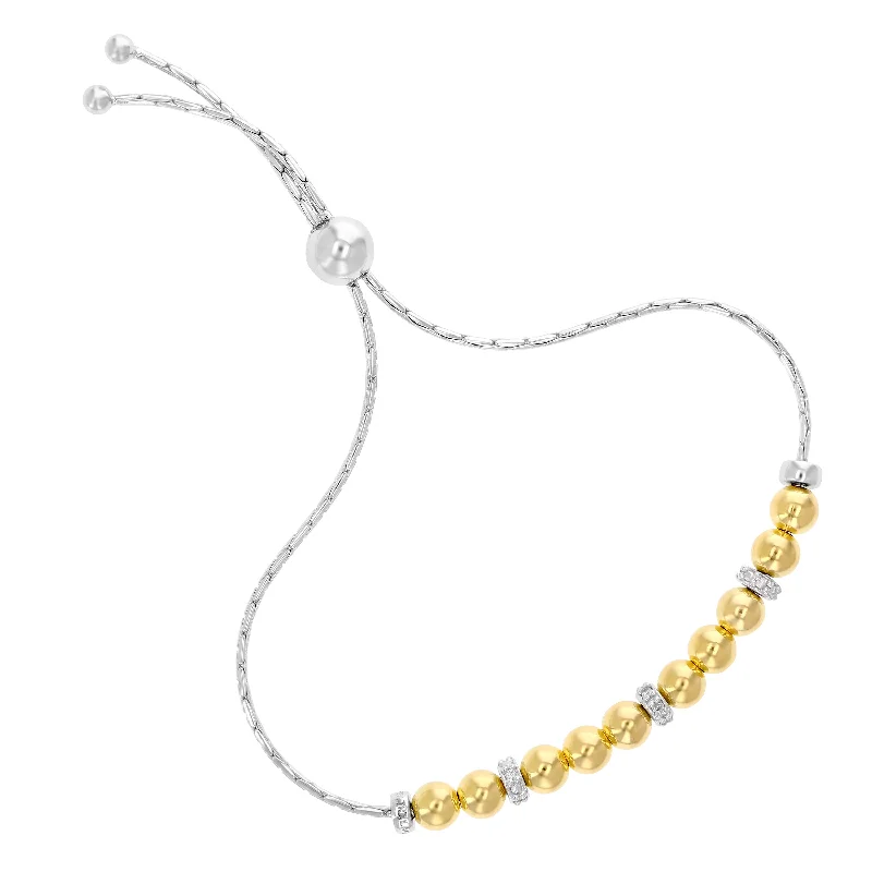 gold bracelets for women -gold bracelets for women -1/10 cttw Diamond Bolo Bracelet Yellow Gold Plated over Silver Beads Style