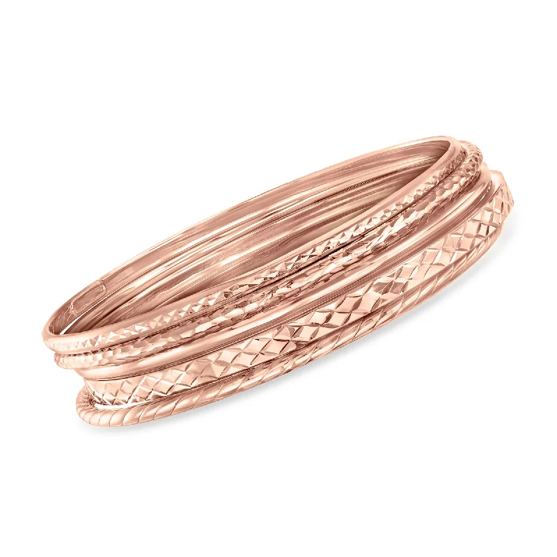 sterling silver bangles -sterling silver bangles -Ross-Simons 18kt Rose Gold Over Sterling Silver Jewelry Set: 5 Bangle Bracelets