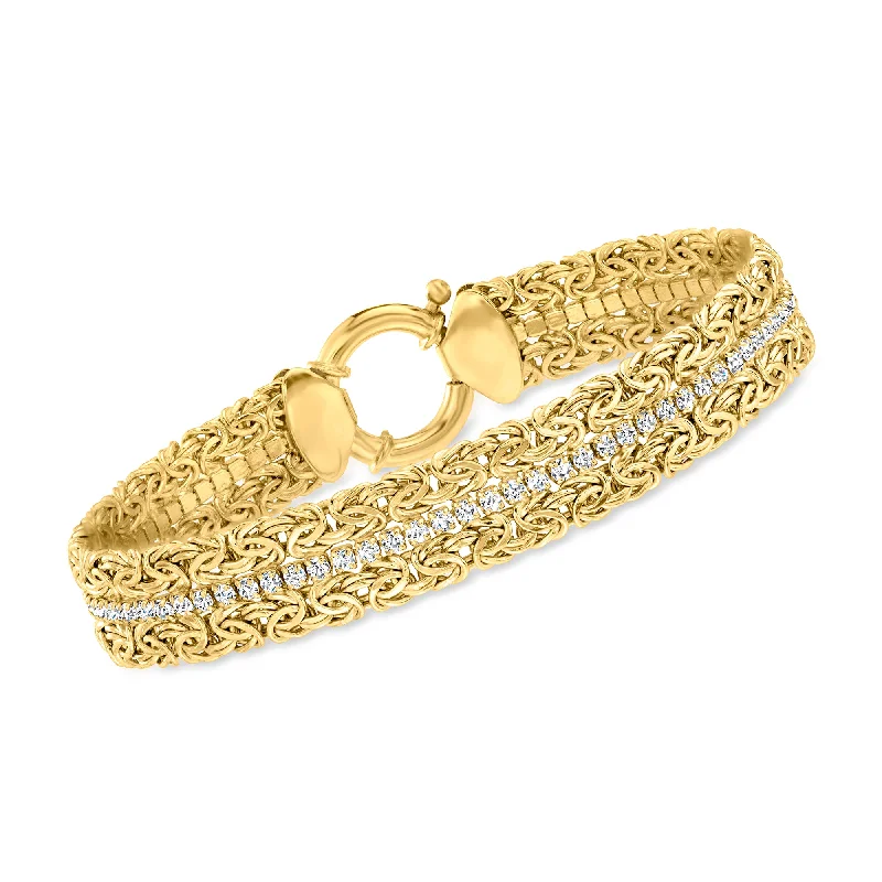 elegant bangles for women -elegant bangles for women -Ross-Simons CZ Byzantine Bracelet in 18kt Gold Over Sterling