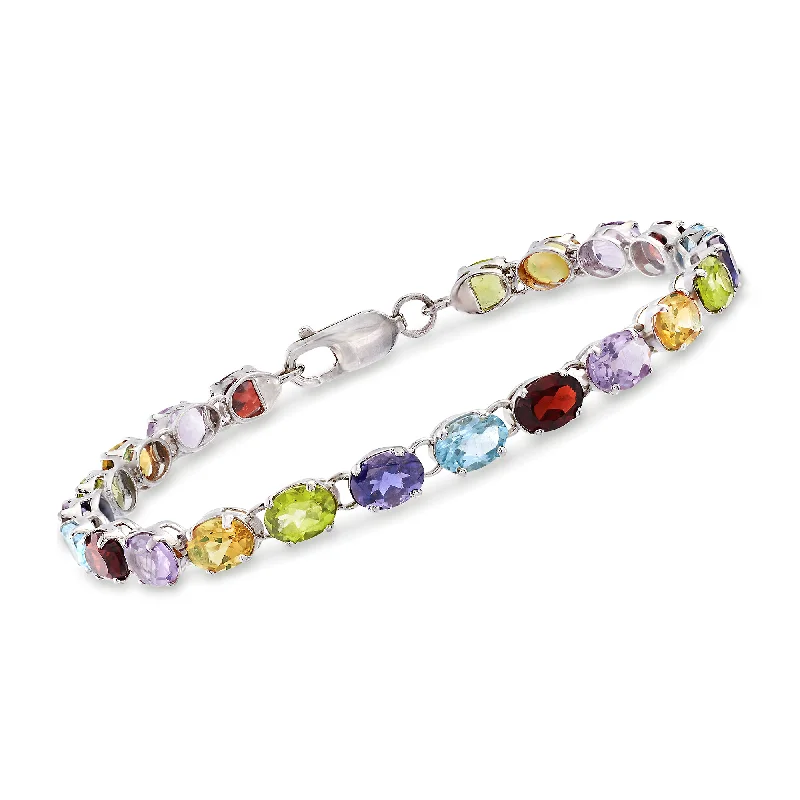 stackable bangles for women -stackable bangles for women -Ross-Simons Multi-Stone Link Bracelet in Sterling Silver