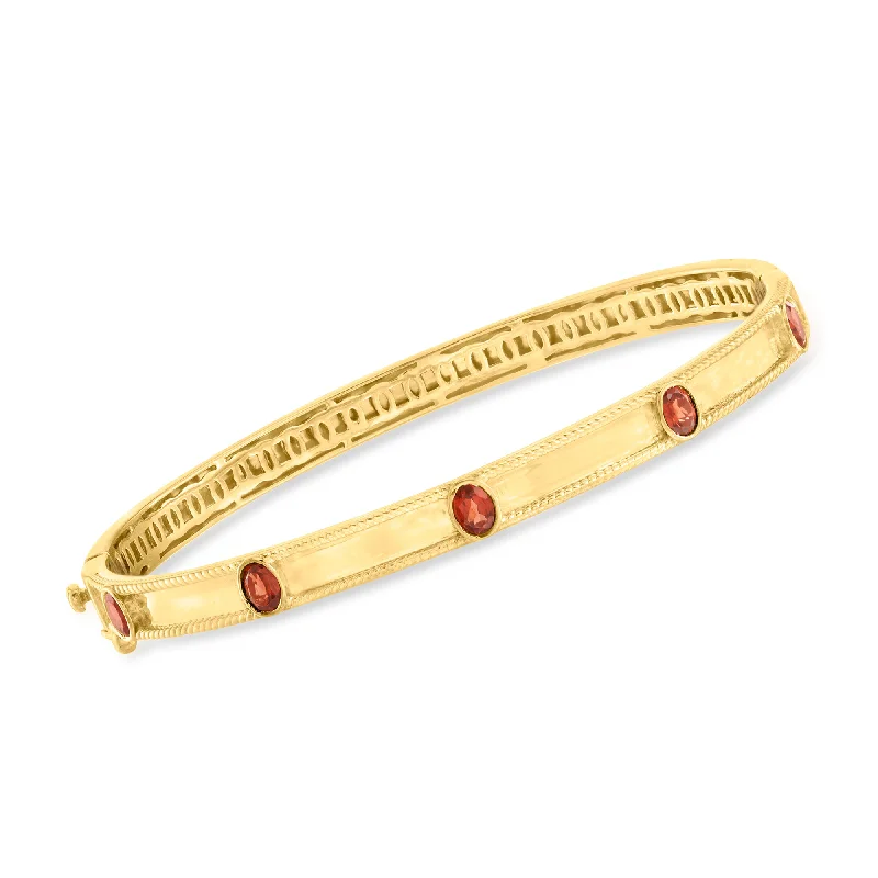 handmade bangles for women -handmade bangles for women -Ross-Simons Garnet Station Bangle Bracelet in 18kt Gold Over Sterling