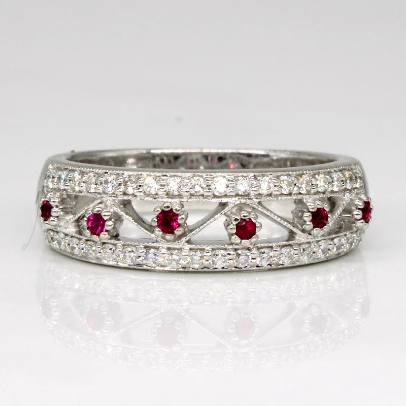 vintage wedding rings for women -vintage wedding rings for women -Diamond & Ruby Lattice Ring | 0.25ctw, 0.09ctw | SZ 7 |