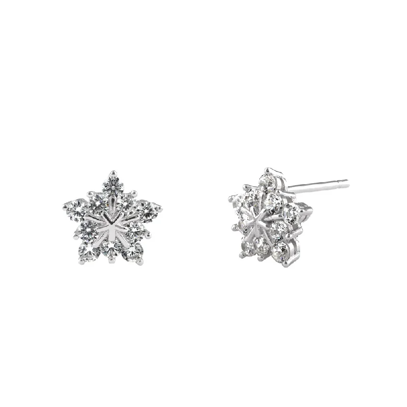 luxury drop earrings -luxury drop earrings -Sterling Silver Flower Star CZ Earrings