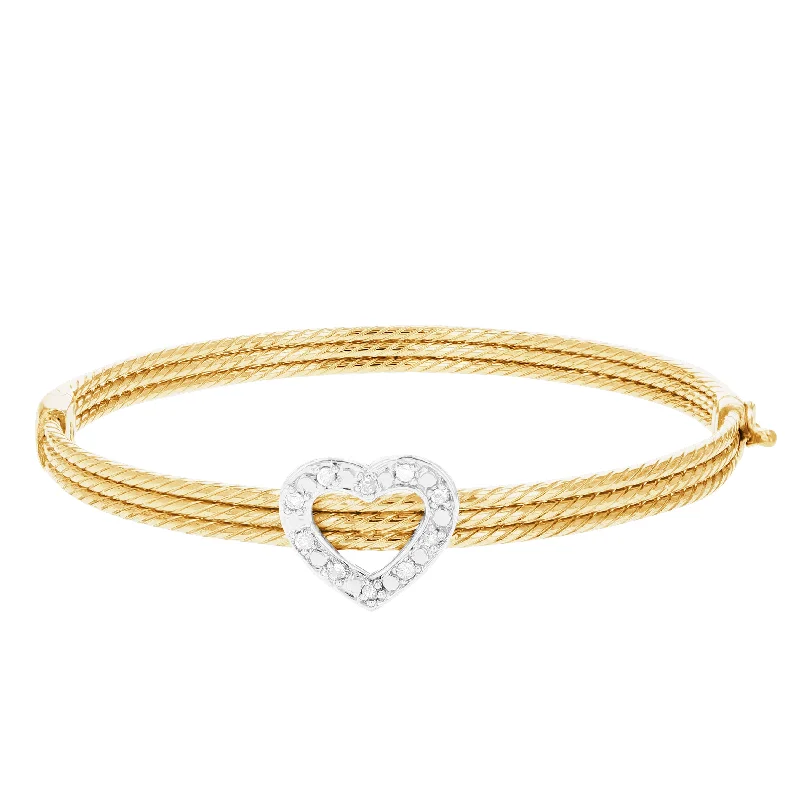 gemstone bracelets for women -gemstone bracelets for women -1/5 cttw Diamond Bangle Bracelet Yellow Gold Plated Over Sterling Silver Cable